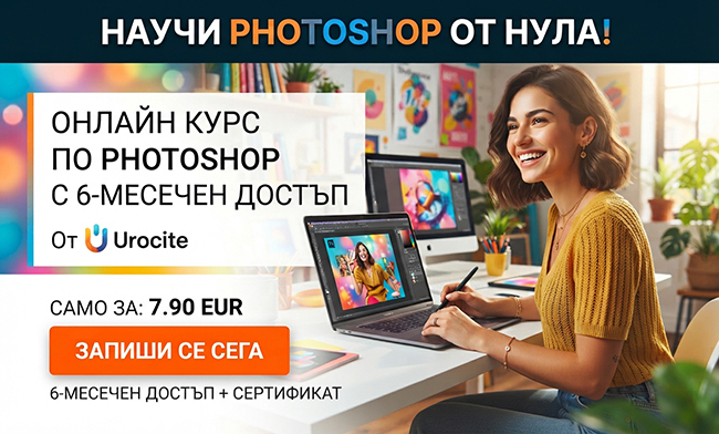 Твоят старт с дизайна: научи PHOTOSHOP от нулата и създавай професионални дизайни!